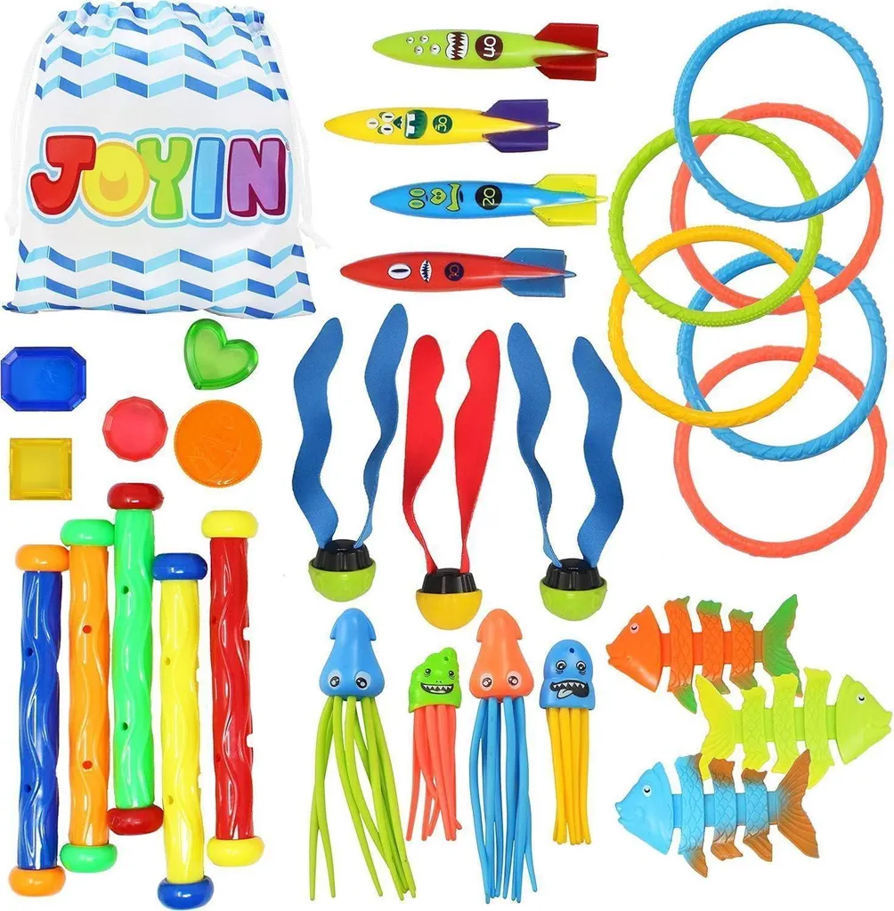 Jeux de Plongée Piscine Enfants : Kit de 30 Accessoires Aquatiques Fun