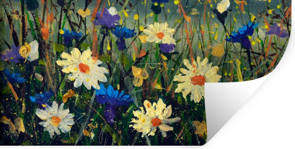 MuchoWow Wandtattoo Wandsticker Wandaufkleber Malerei - Ölfarbe - Natur - Blumen 80x40 cm Selbstklebend und Repositionierbar - Aufkleber
