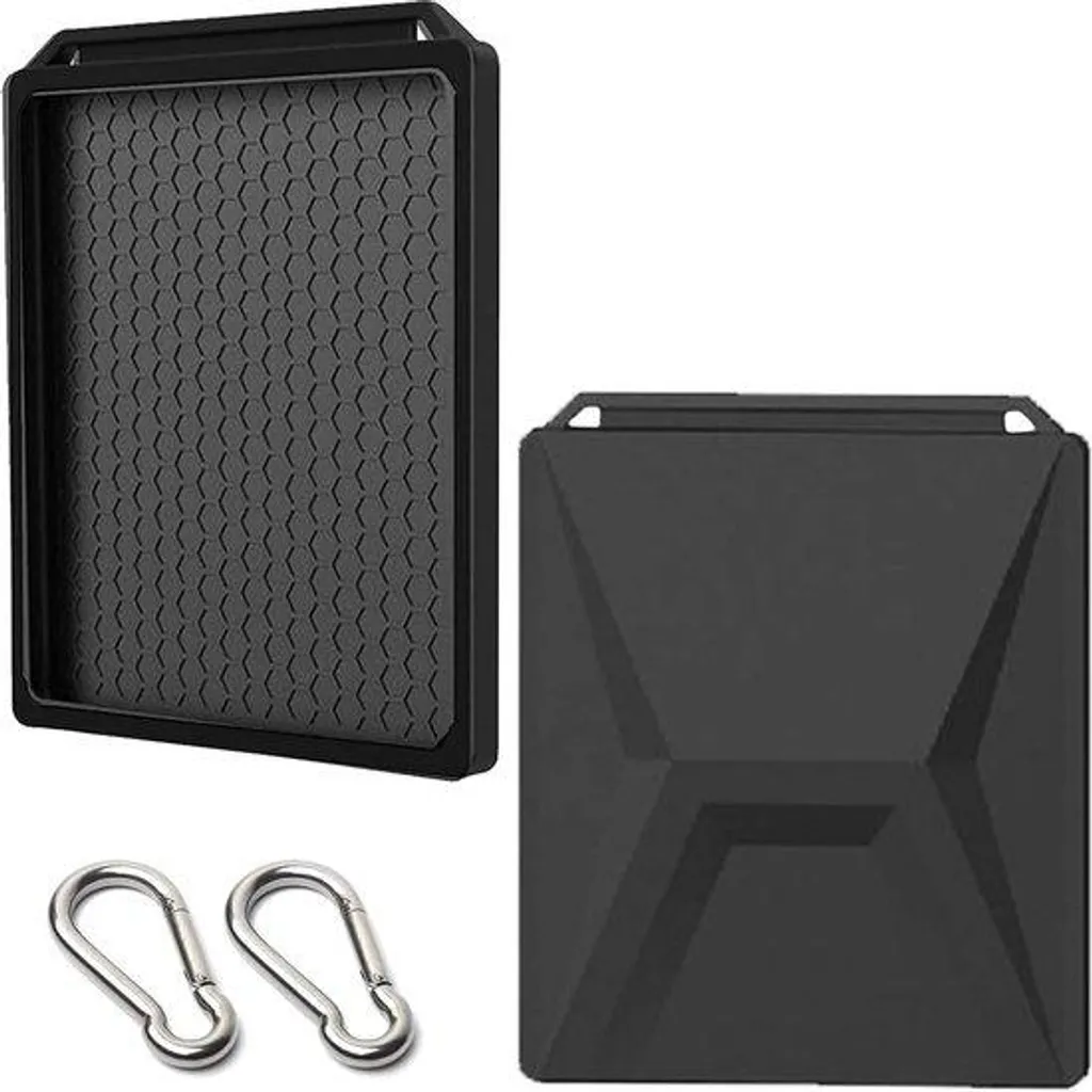 Étui de camping et voyage en silicone noir robuste avec 2 mousquetons
