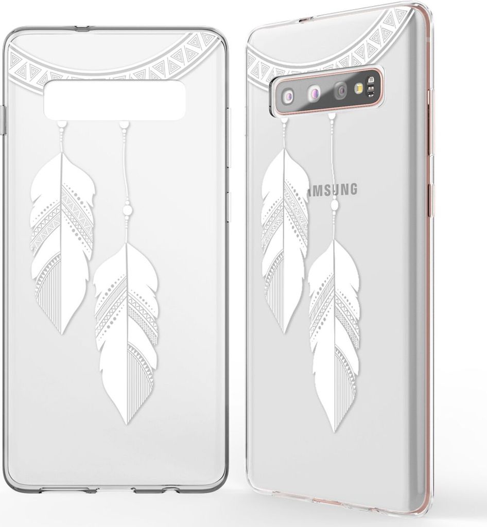 NALIA Hülle für Samsung Galaxy S10 Plus, Motiv Handyhülle Silikon Case Cover Chain Feathers