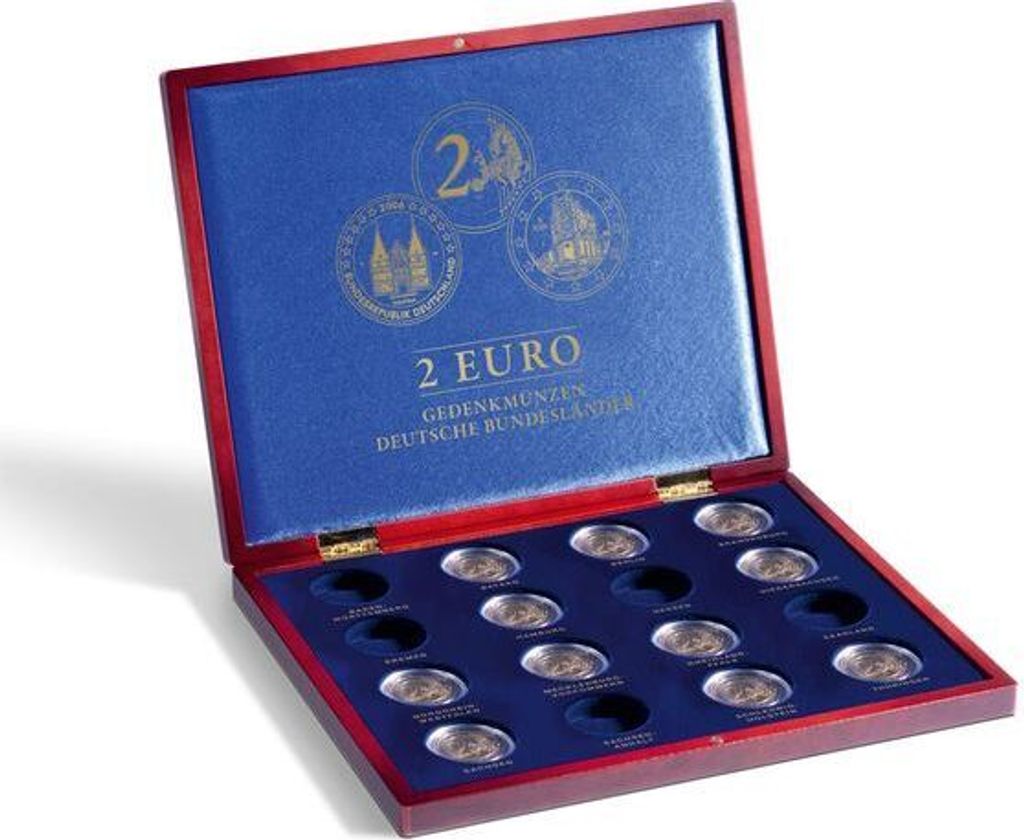 Münzkassette VOLTERRA für 16x 2 Euro-Gedenkmünzen "Deutsche Bundesländer"