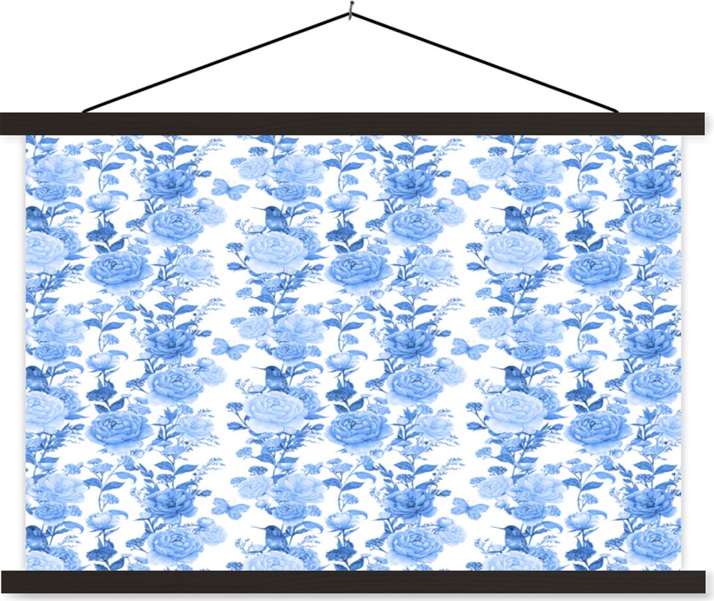 MuchoWow Textilposter Blumen - Rosen - Blau 120x80 cm mit schwarzem Rahmen - Wanddeko