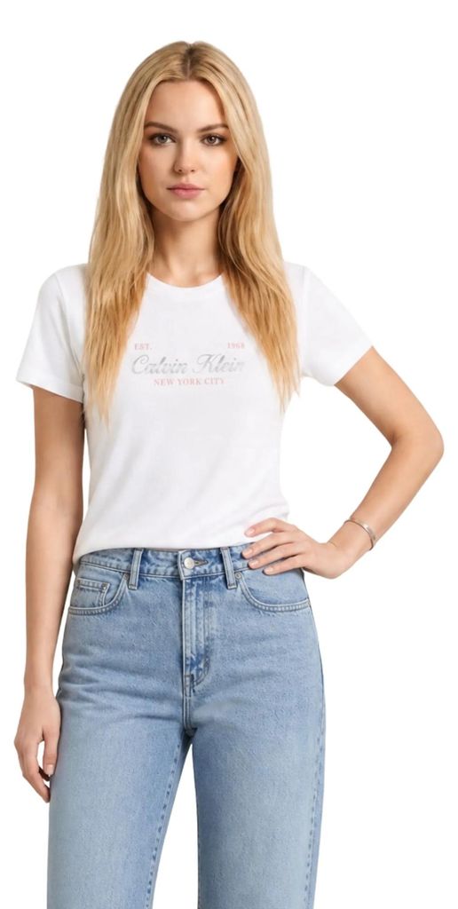 Calvin Klein Jeans 519911 Damen T-Shirt Weiß : Größe - XL Größe: XL