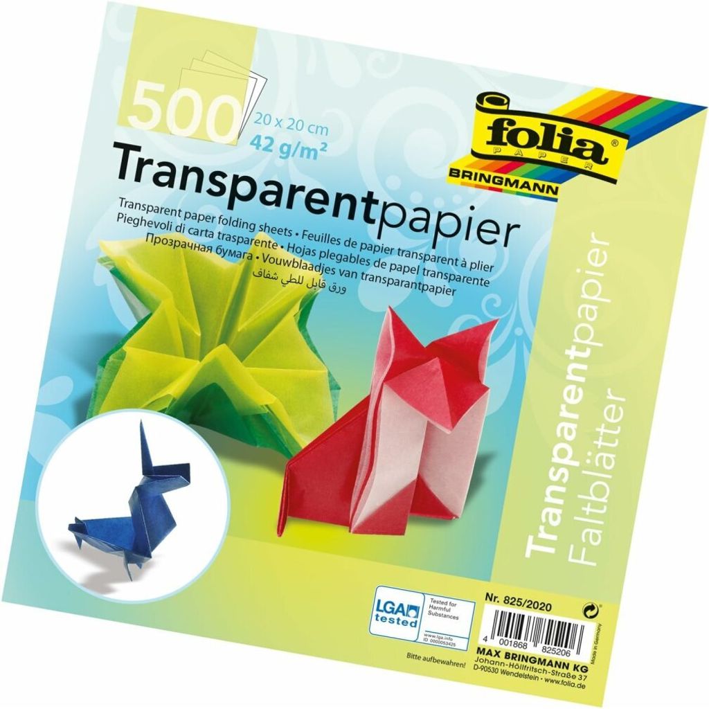 folia Transparentpapier-Faltblätter, 200 x 200 mm Produktbild 
