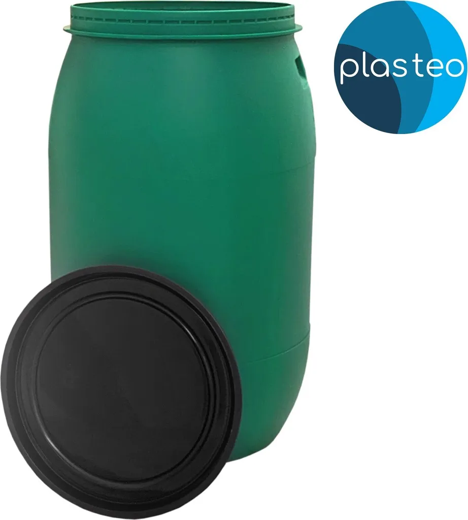 Plasteo® Tonneau à col large 220L avec couvercle coiffant robuste - 3