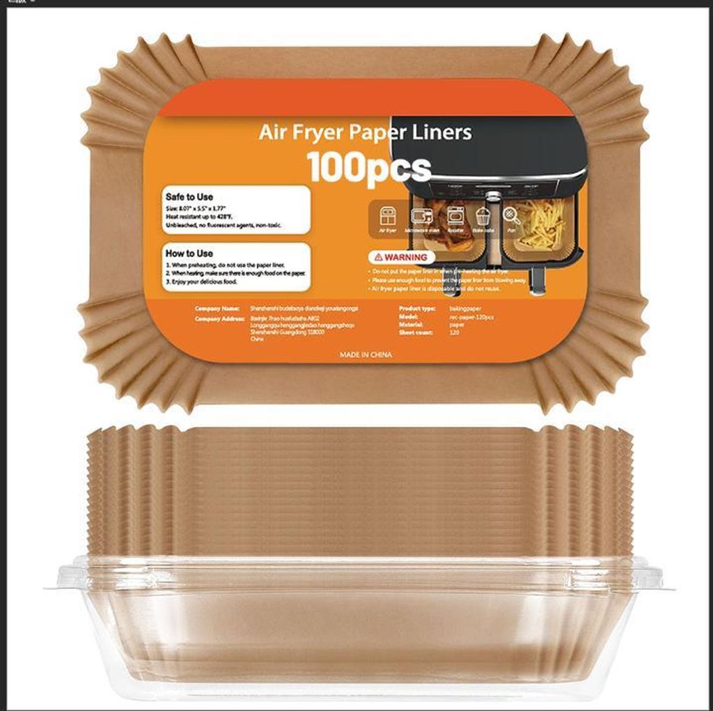 Luftfritteusen Einwegpapier 22x14cm, 100 Stück Backpapier, Produktbild 