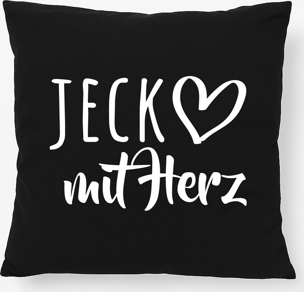 Huuraa Kissen Jeck mit Herz 40x40cm mit Füllung Black Baumwolle Dekokissen Geschenkidee