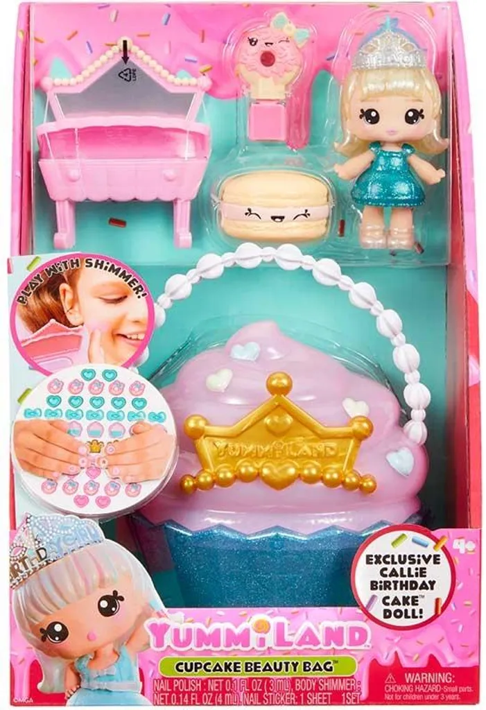 Trousse Yummiland gloss pailleté et accessoires de beauté pour poupées