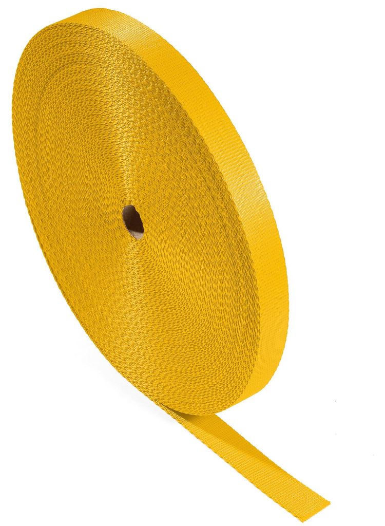 Bagum Polypropylen Gurtband Gelb 20 mm × 50 m, Tragband Rolle aus 100% PP, Gurt UV Beständig und Wasserresistent, Hergestellt in der EU