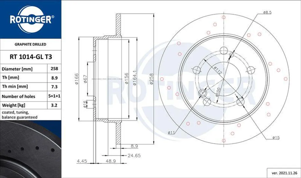 Disque de frein anti-vibration ROTINGER RT 1014-GL T3 pour Classe E