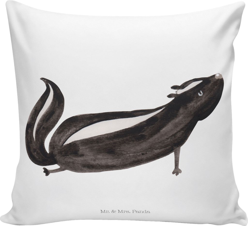 Mr. & Mrs. Panda kissen bedruckt Stinktier Yoga - Weiß - Geschenk, Dekokissen Sofa, Polster, Liebe, Raubtier, Sofakissen 40x40, Namaste, Skunk, Ku...