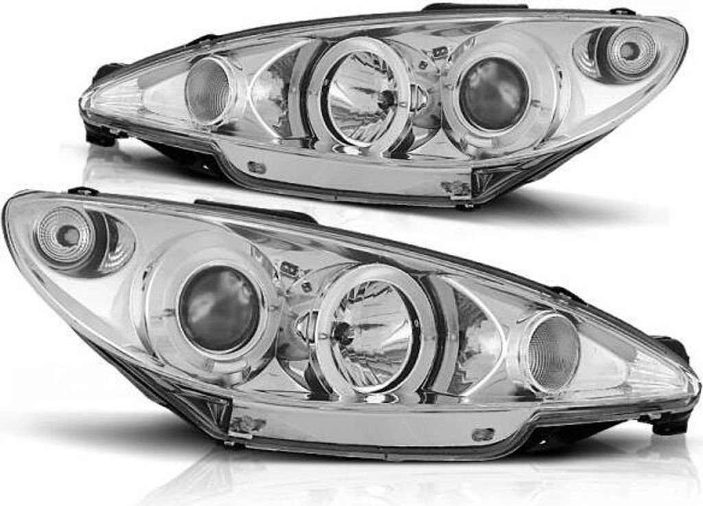 Scheinwerfer Angel Eyes passend für Peugeot 206 Bj. 98-06 Chrom H7