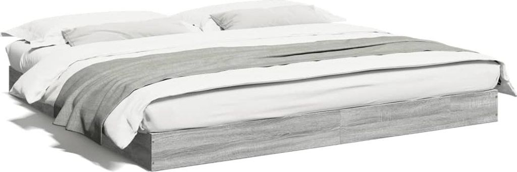 vidaXL Bettgestell ohne Matratze Grau Sonoma 180x200 cm Holzwerkstoff
