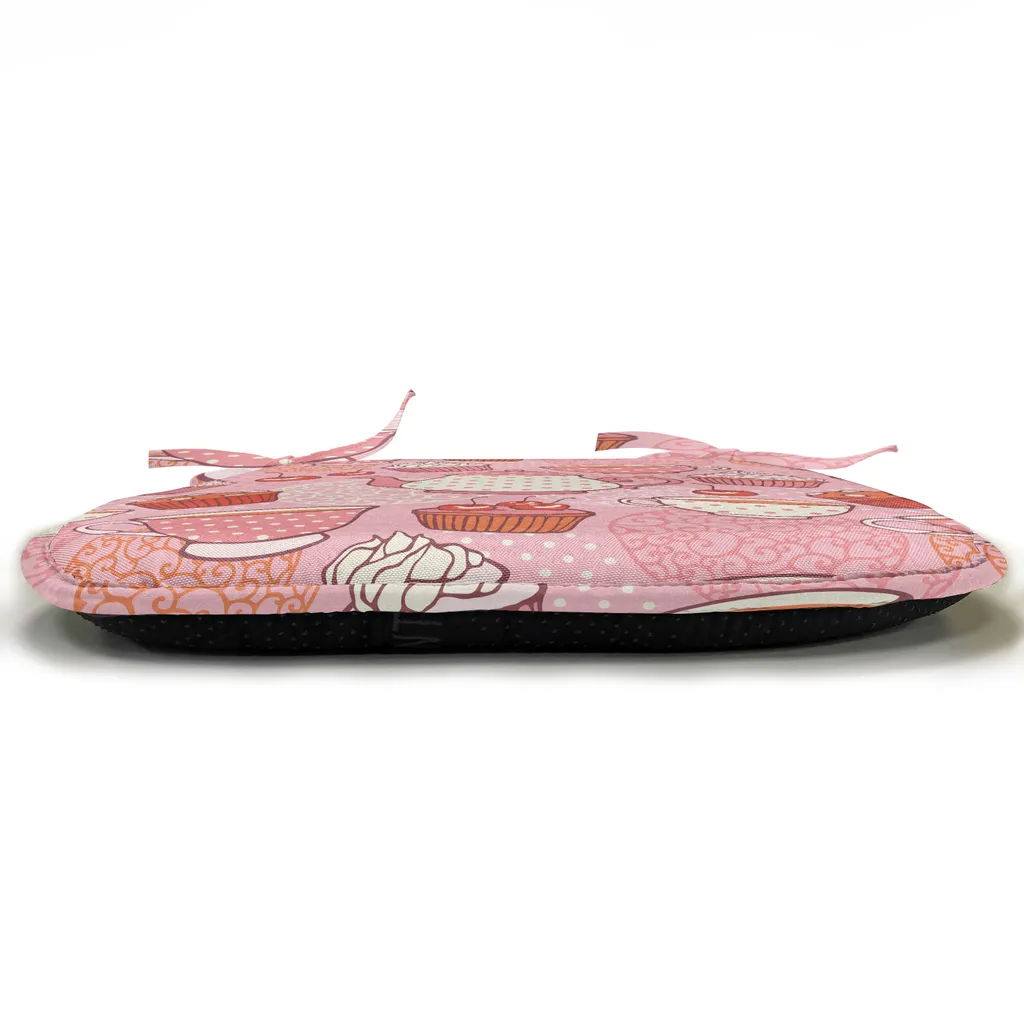 Coussin de Chaise Imperméable Rose et Rouge Lot de 8 avec Attaches Fixes