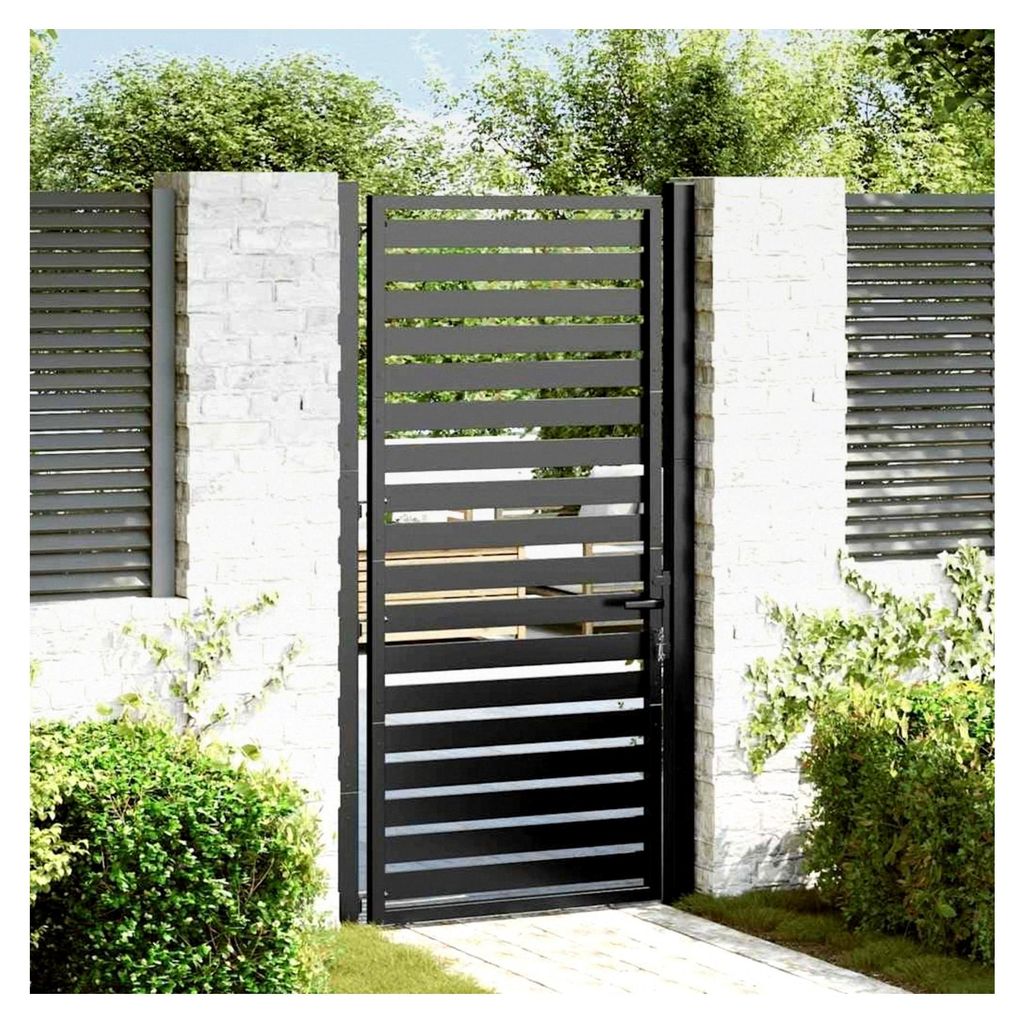 Abschließbares Gartentor Schwarz 100x180 cm Aluminium, Robustes Metallzauntor für Garten, Terrasse und Außenbereich, Wetterfest und Rostbeständig