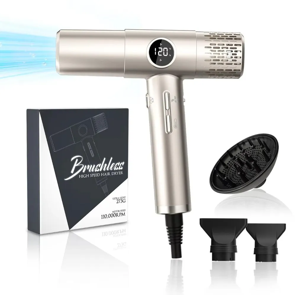 Sèche-cheveux moteur Brushless puissant avec kit de coiffage 5 pièces