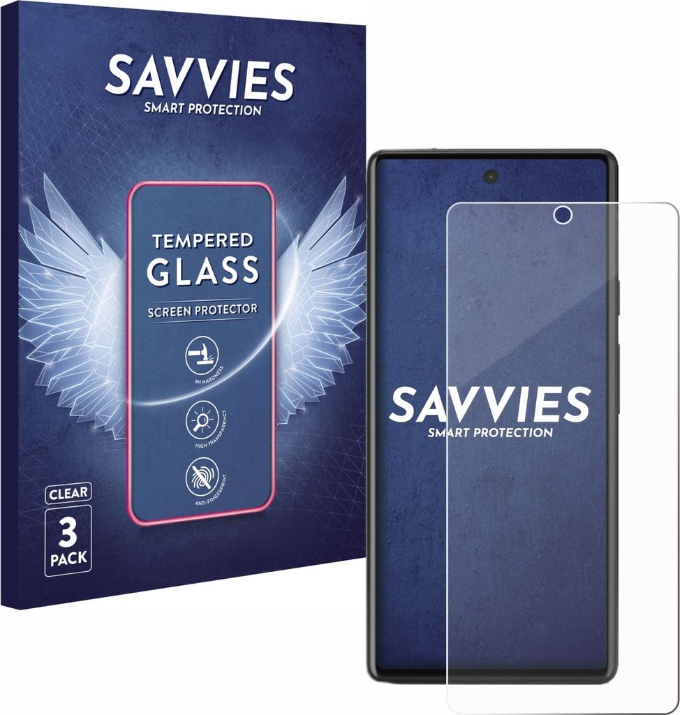 A product shot of a phone screen protector packaging and the screen protector itself.