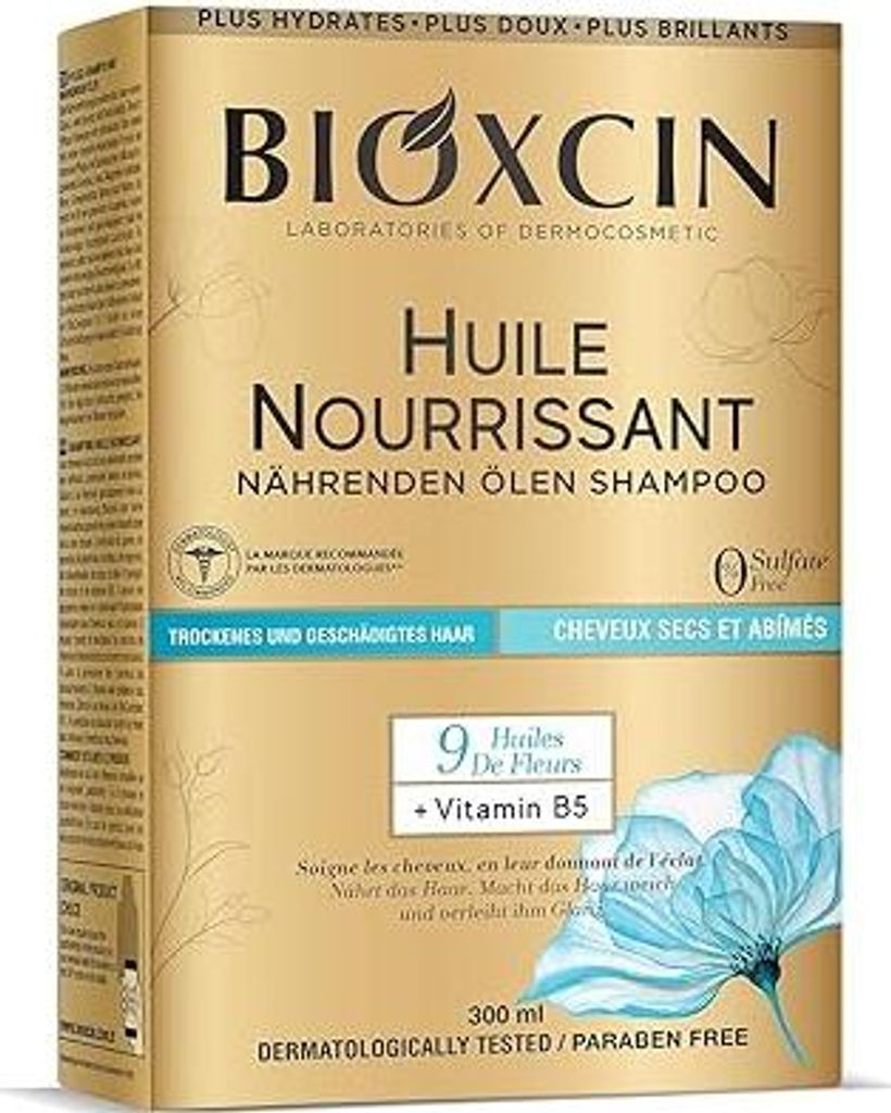 Bioxcin Treatment Shampoo – Mit 9 Nährenden Blütenölen & Vitamin B5 – Für Trockenes & Strapaziertes Haar – 300 ml