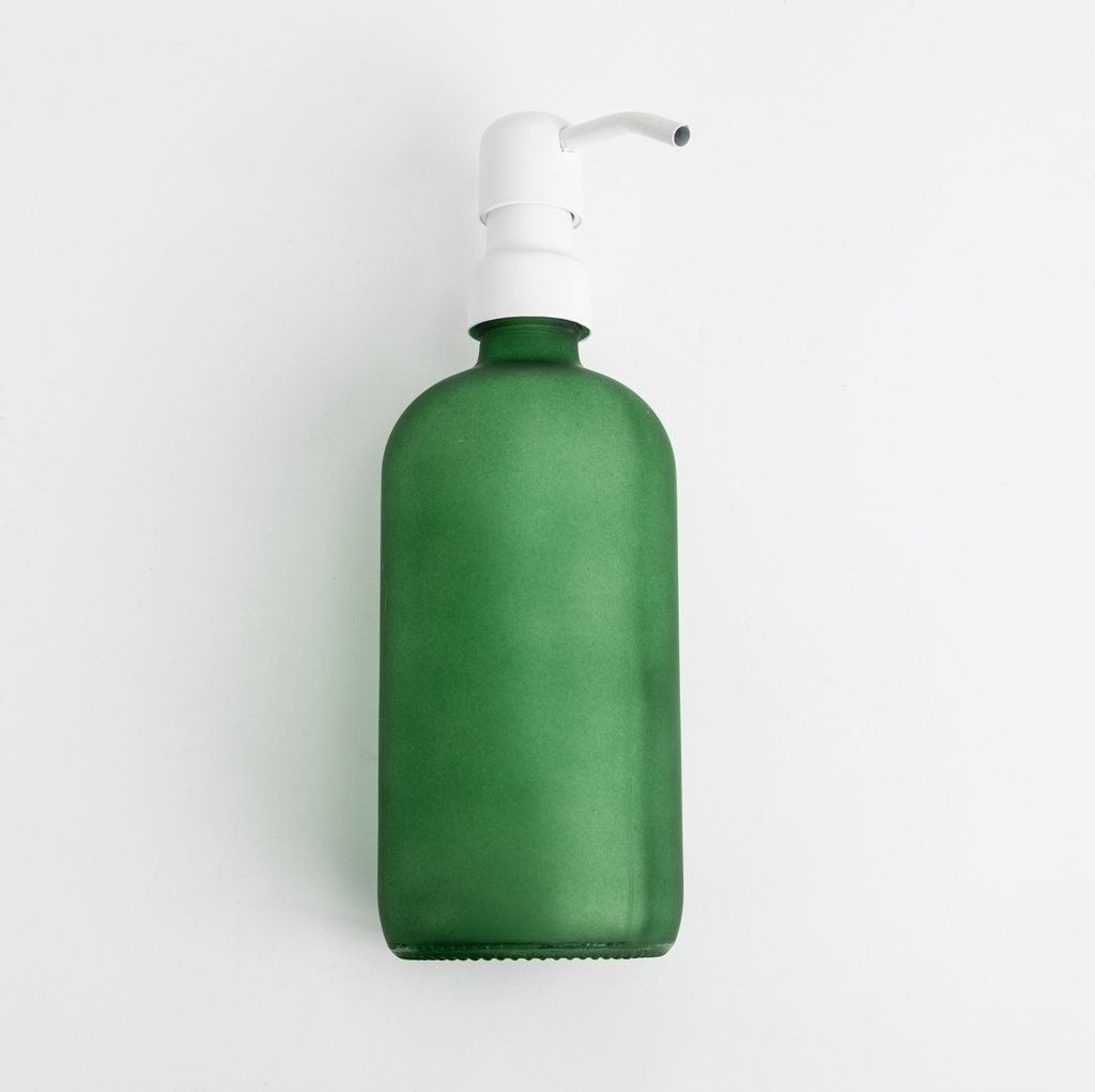 Natural Goods Berlin KLEAN Seifenspender mit Etiketten, hochwertiger & nachfüllbarer Seifenspender für Küche & Bad, matt Grün, Edelstahl Pumpko...