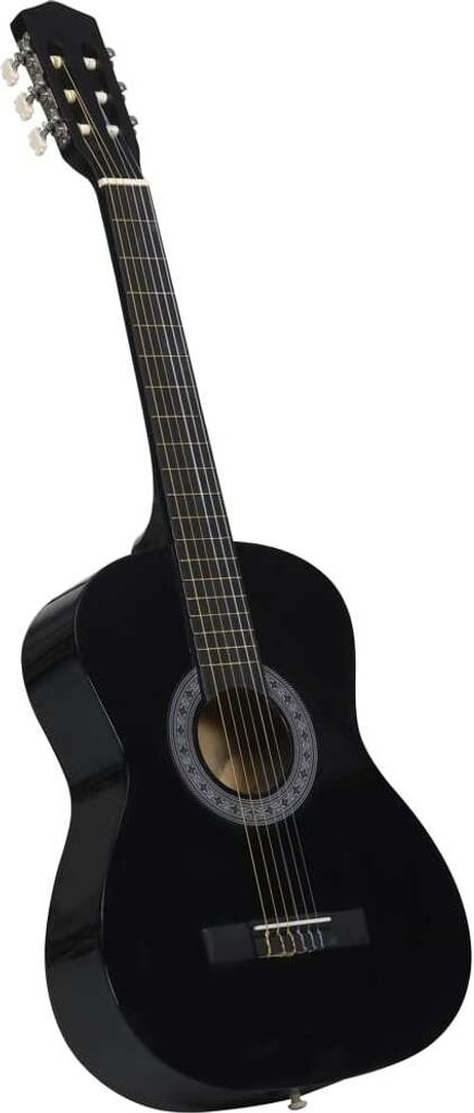 vidaXL 8-tlg. Klassikgitarren-Set für Anfänger Schwarz 3/4 Produktbild 