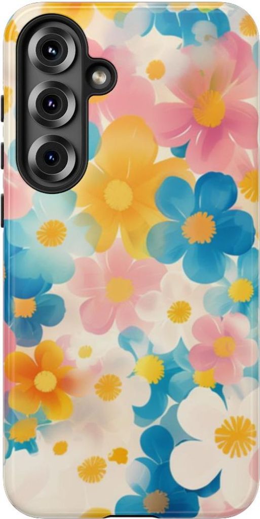 Lebhaftes Pastell-Blumenmuster – Hülle Kompatibel mit Samsung Galaxy S25 Plus