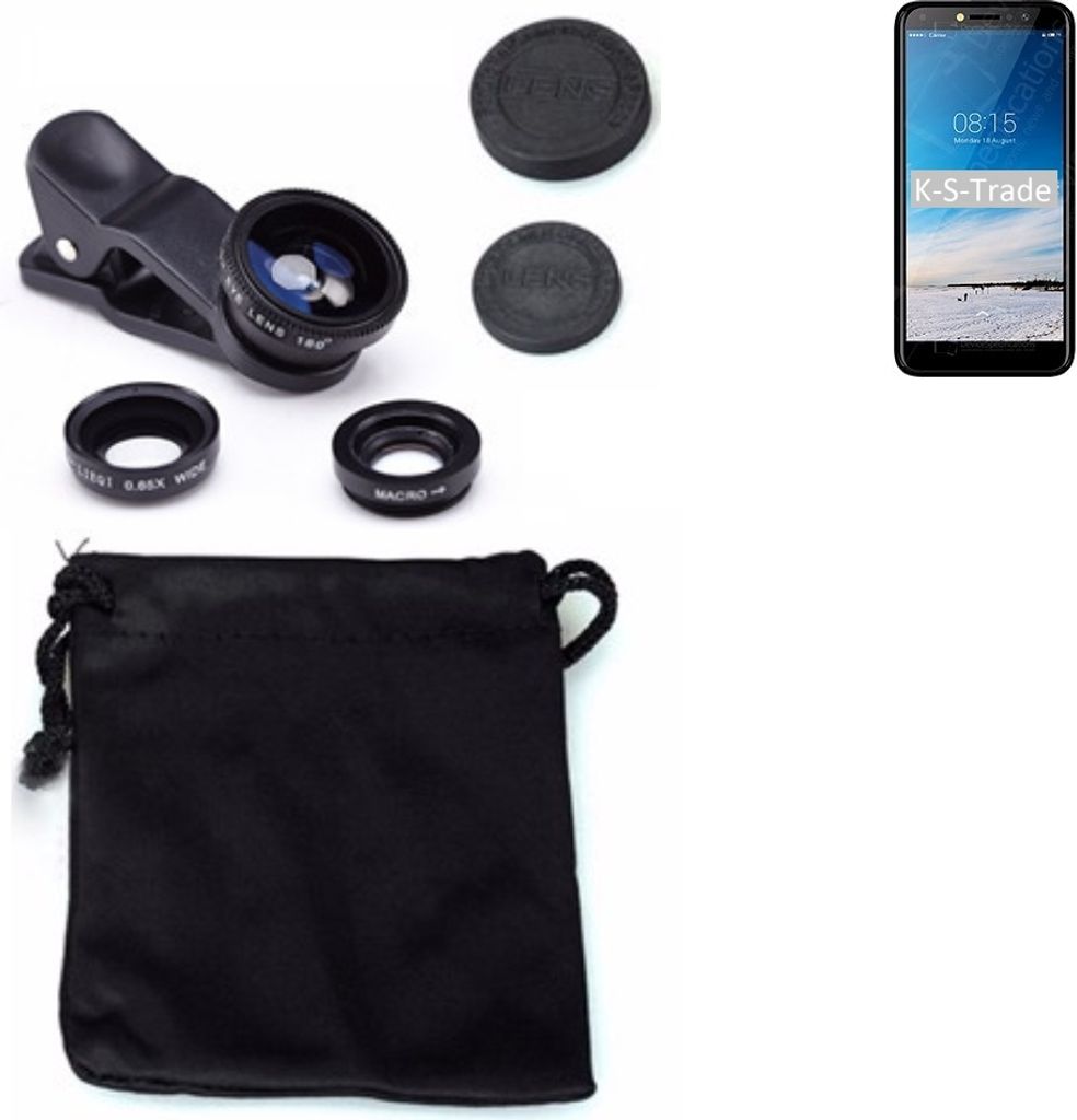 K-S-Trade Smartphone Kamera Linsen Set Kompatibel mit BQ Mobile BQ-5515L Fast 3in1 Clip-On Kamera Adapter Macro Weitwinkel FishEye Fischauge Objektiv