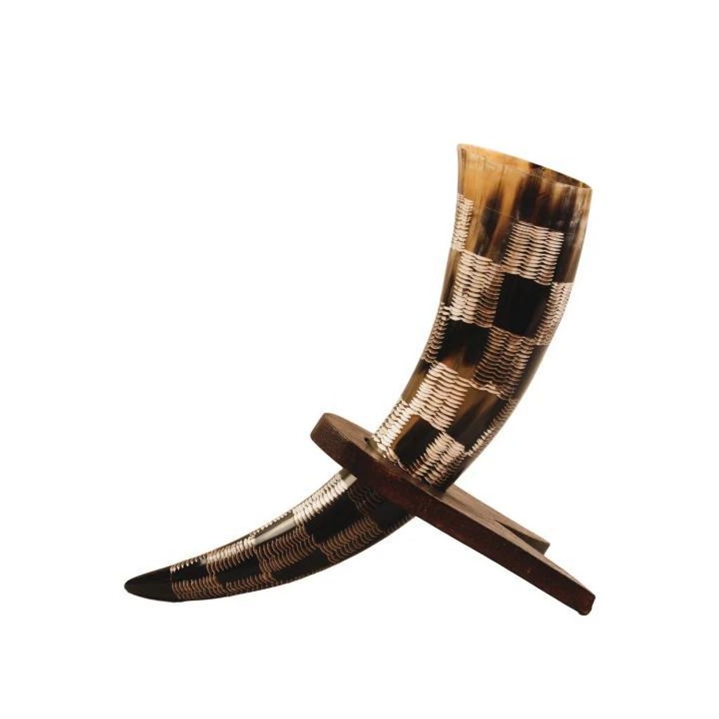 Wikinger Becher kariertes Design - Wikinger Trinkbecher - Nordisches Trinkhorn - Horn Wikinger - Wikinger Mancave Trinkhorn - Wikinger Zubehör