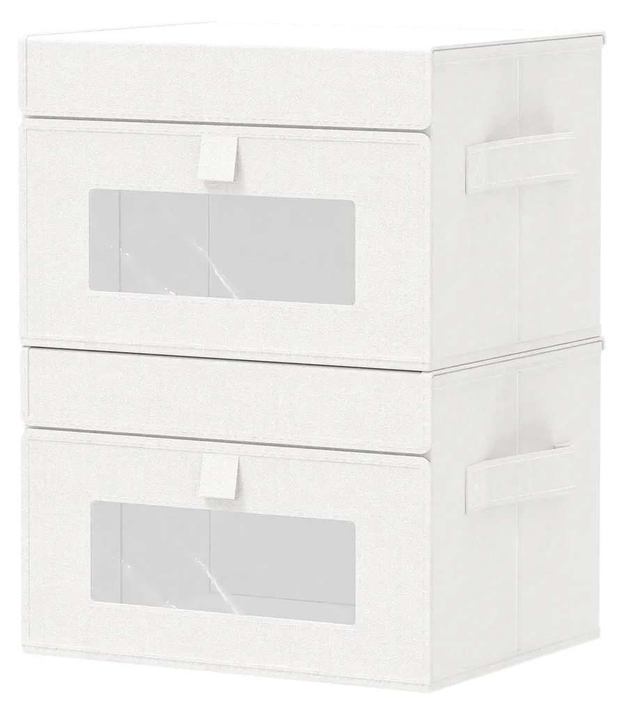 Boîtes de rangement pour étagères et penderies (26x20x17) avec fenêtre, lot de 2