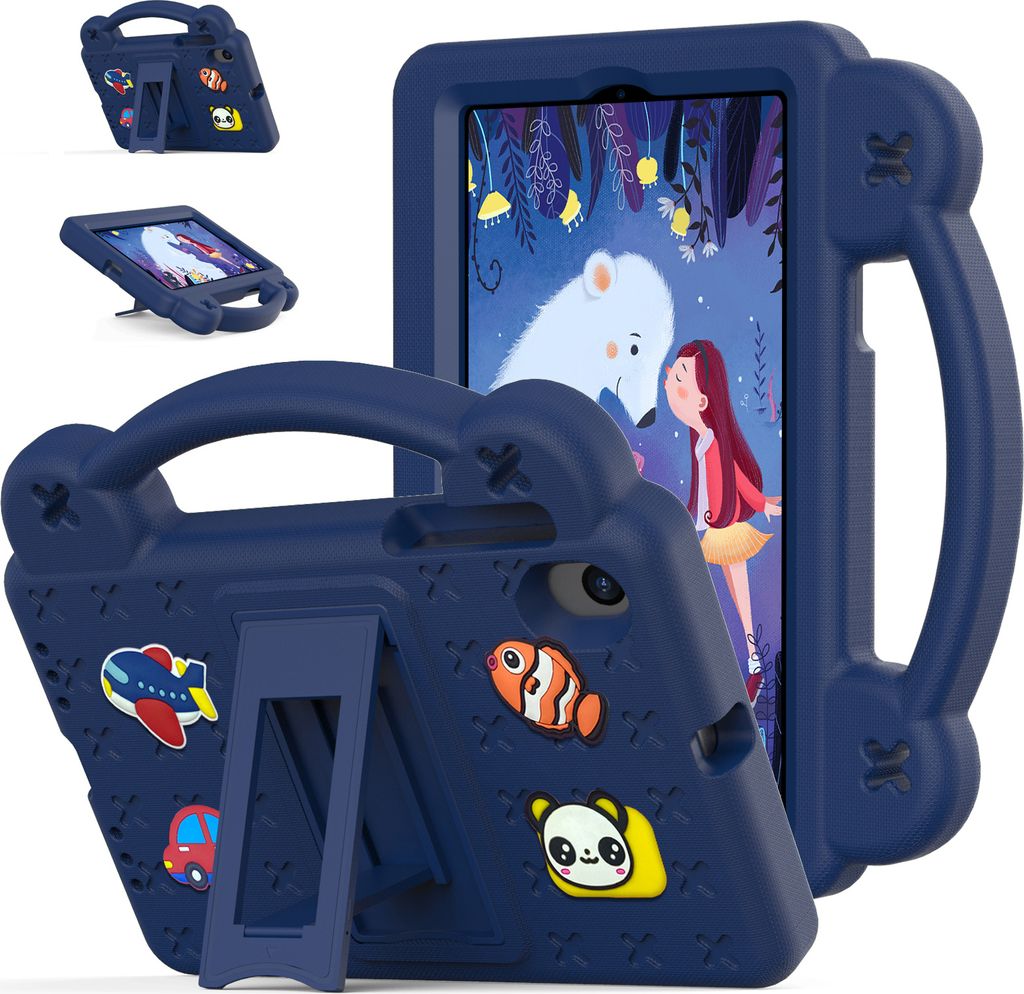 Schutzhülle für Onn 7" Tablet 2024 (Model 100135924) Niedliche Hülle für Kinder, Stoßfest mit Griff und Ständer Dunkelblau