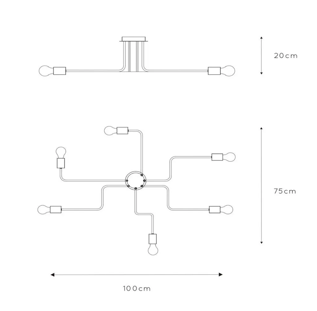 Éclairage de Salon Industriel Plafonnier LESTER Noir pour Ampoule E27 - 8