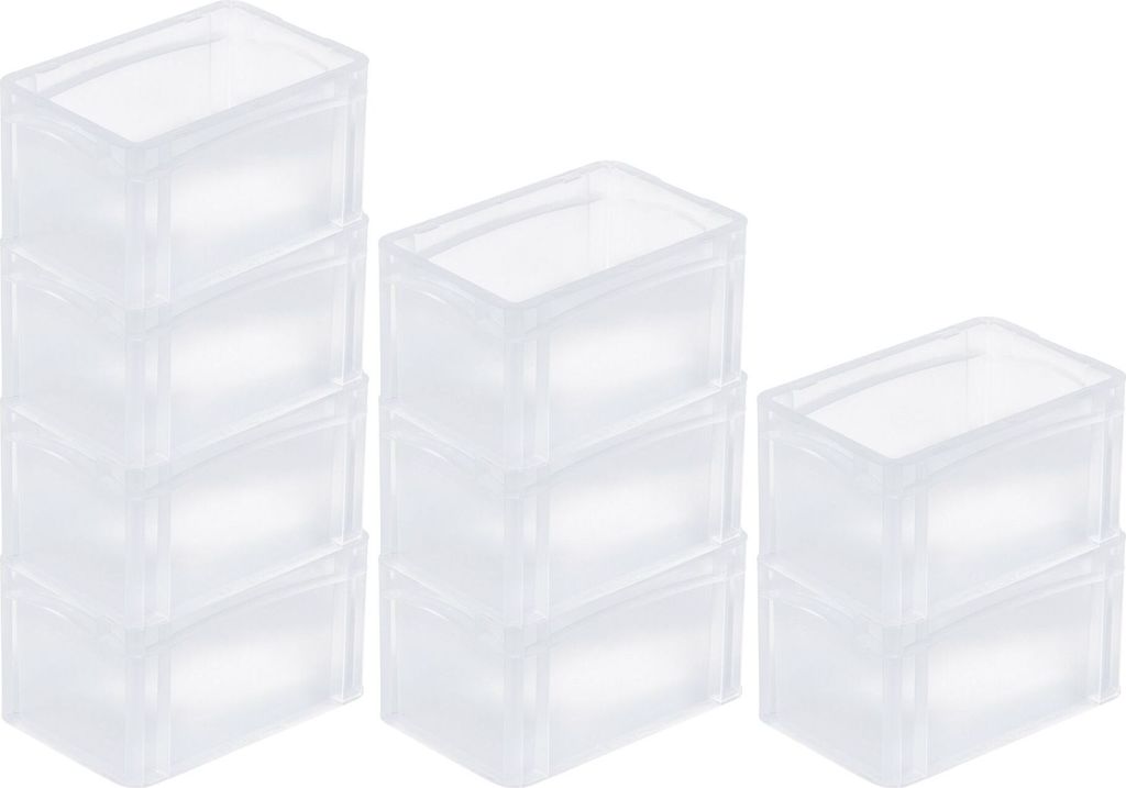 SparSet 10x Transparenter Eurobehälter BasicLine mit geschlossenem Griff | HxBxT 17x20x30cm | 7,2 Liter | Eurobox, Transportbox, Transportbehälte...