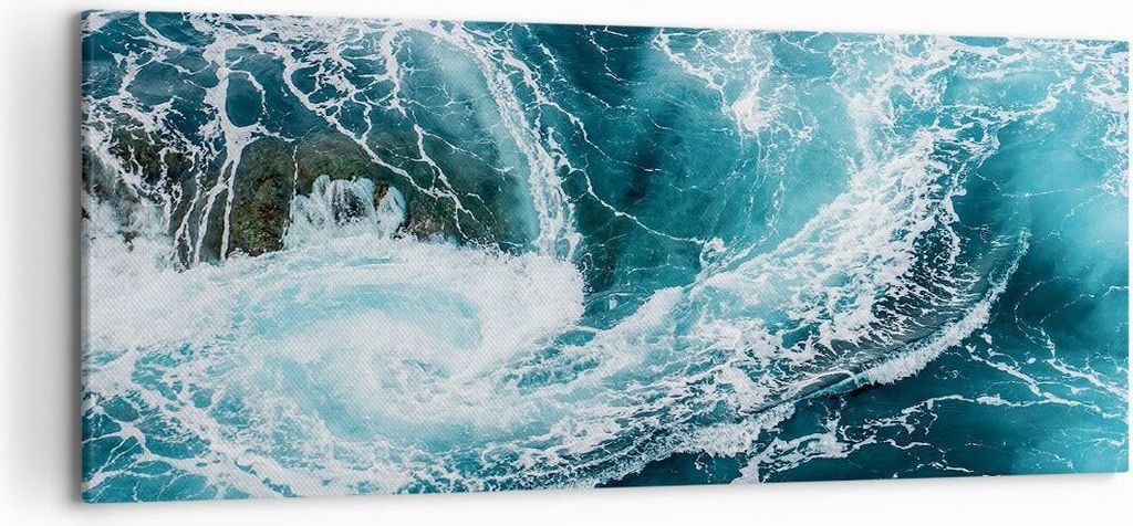 Bild auf Leinwand - Leinwandbild - Wasser Stein Welle - 120x50cm - Wand Bild - Wanddeko - Leinwanddruck - Bilder - Kunstdruck - Wanddekoration - Le...