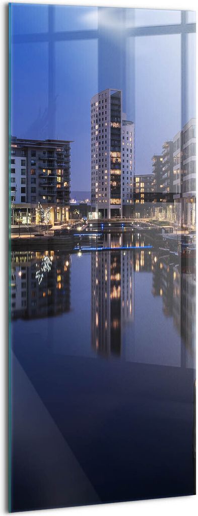 Designer Glasbild - Wandbild - Glas Bild - 50x125 cm - Die Stadt Leeds Wird Nachts Beleuchtet