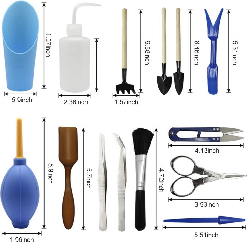 14PCS Garden Planting Tool Set Bonsai Sukkulenten Umpflanzen Miniatur Fee Mini Garten pflanzen Gartenarbeit Handwerkzeuge für Haus Büro Garten