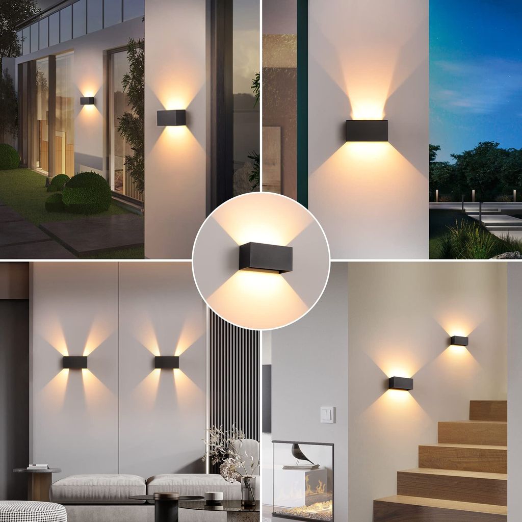 LED Wandleuchten, 24W Innen /Außen Schwarz Wandlampe Auf Produktbild 7