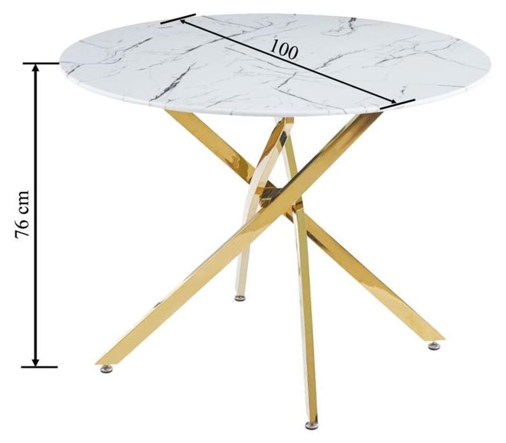 Stół do jadalni 100 x 100 cm kolor biały marmur i biały Zdjęcie produktu 