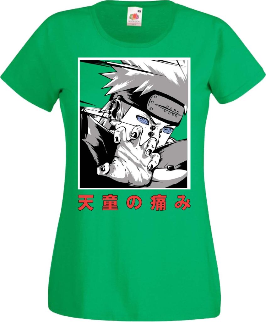 Damen T-Shirt Manga Anime Naruto Nagato Pain, Lady XS / Grün
