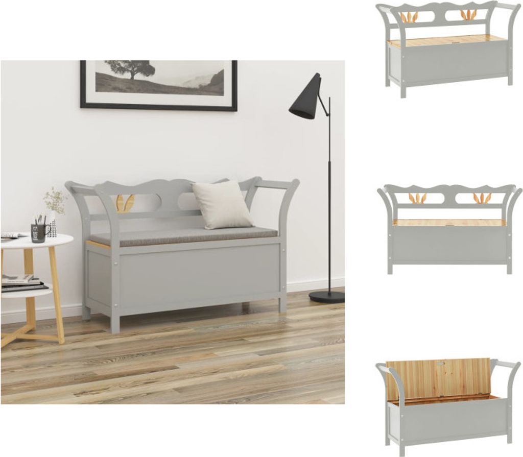 vidaXL Sitzbank Grau 107x45x75,5 cm Massivholz Tanne -  Produktbild 