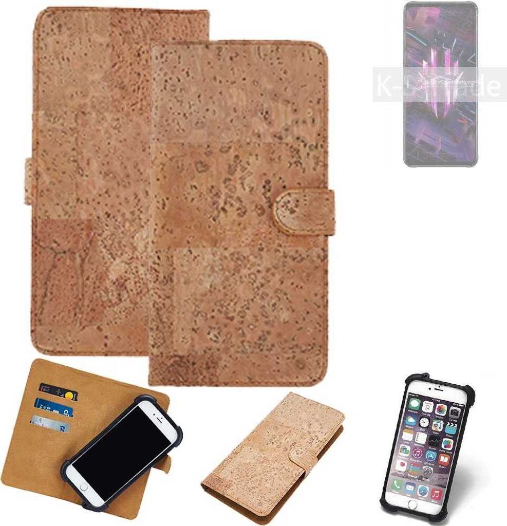 K-S-Trade Hülle kompatibel mit nubia Red Magic 7S Kork Handyhülle Cover Schutzhülle TPU Case Bumper in Hellbraun, (1x)