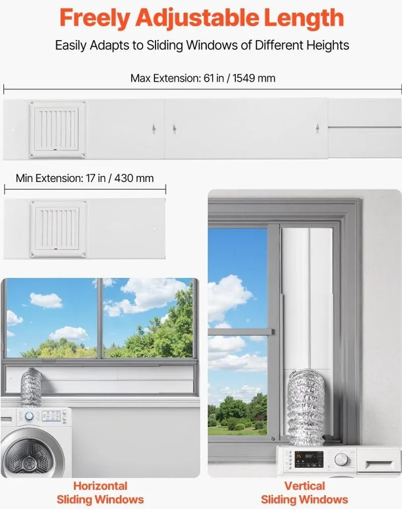 Kit d'aération télescopique 154cm pour sèche-linge - PVC blanc robuste