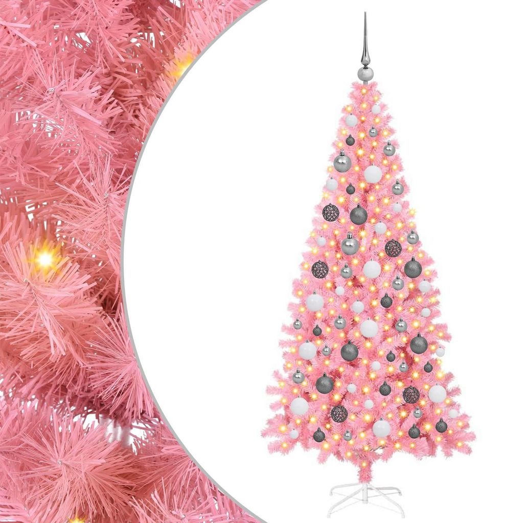 vidaXL Weihnachtsbaum mit 300 LEDs mit Ständer Rosa 180 cm PVC