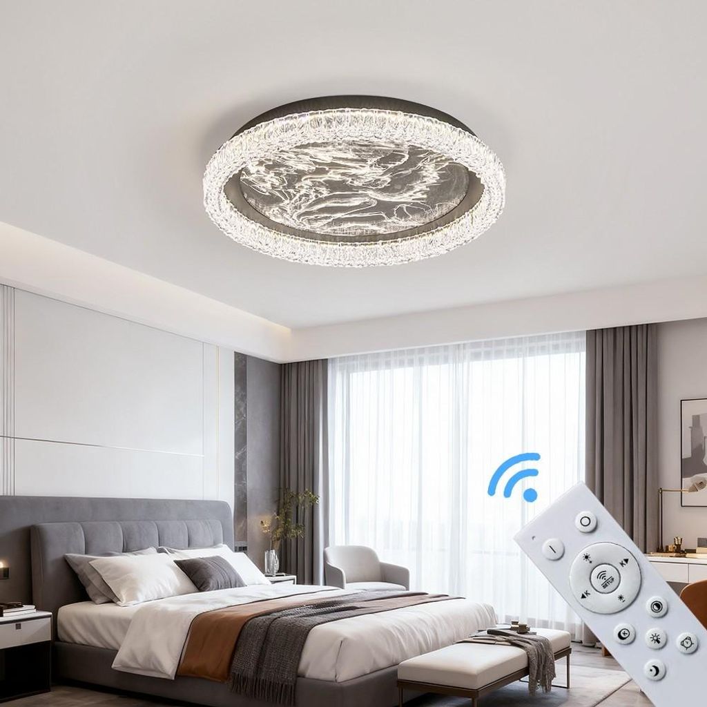 LED Deckenleuchte dimmbar mit Fernbedienung, stufenlos 3000–7000 K, energiesparend & langlebig, modernes Design in Schwarz oder Weiß, ideal für...