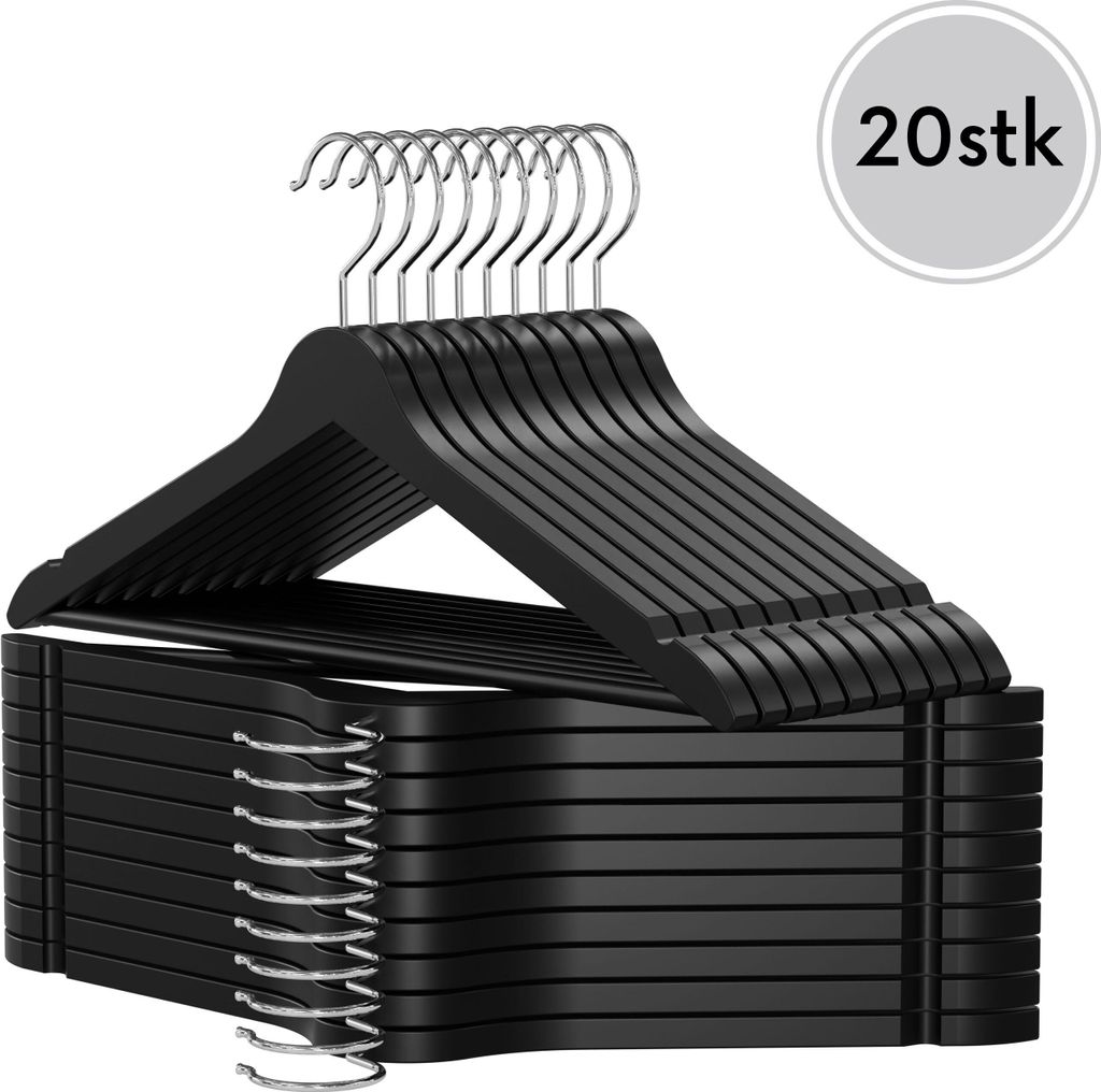 OGIVO kleiderbügel Holz EU, 20 stück Holzbügel Garderobenbügel Schwarz