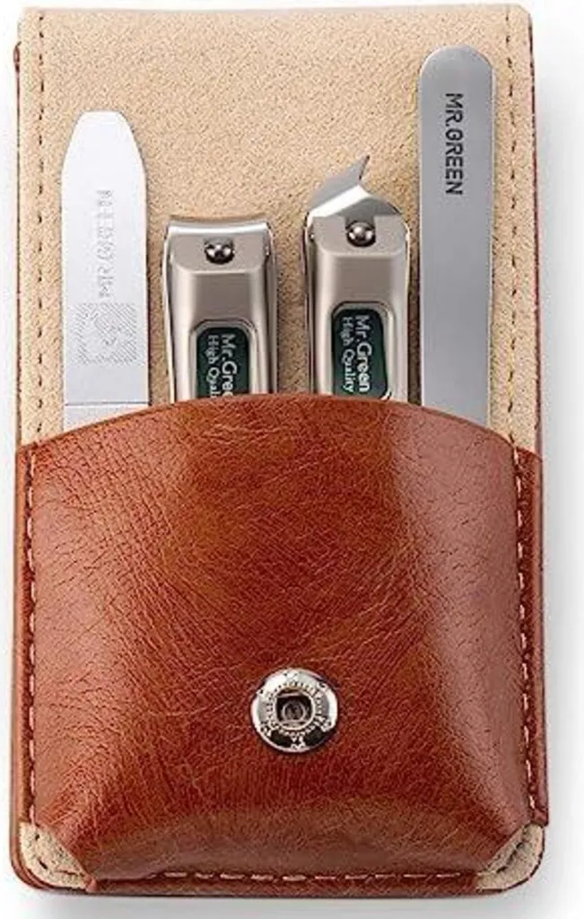 Set de manucure pour hommes avec 4 coupe-ongles et étui en cuir noir