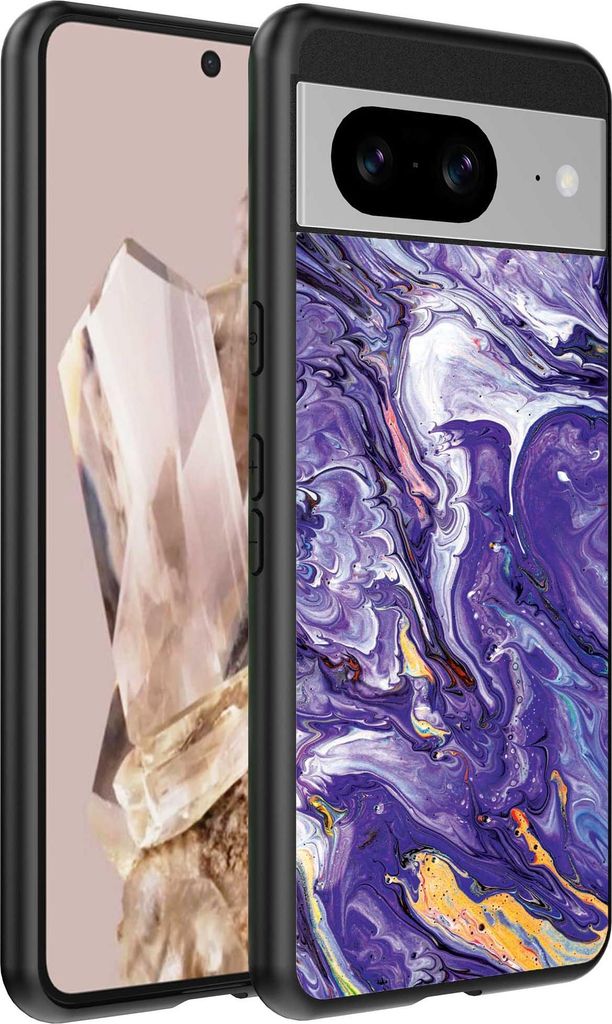 Fit für Google Pixel 8 Pro Telefon Fall mit lila Gold Marmor Print - TPU Backcover Fall lila Gold Marmor Design - lila Gold - Smartphonica