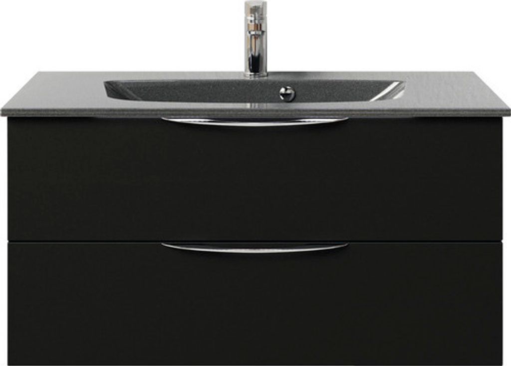 Badmöbel-Set Pelipal Sunline 300 BxHxT 97 x 49,9 x 48 cm Frontfarbe schwarz matt Badmöbelset 2-teilig mit Waschtisch Min