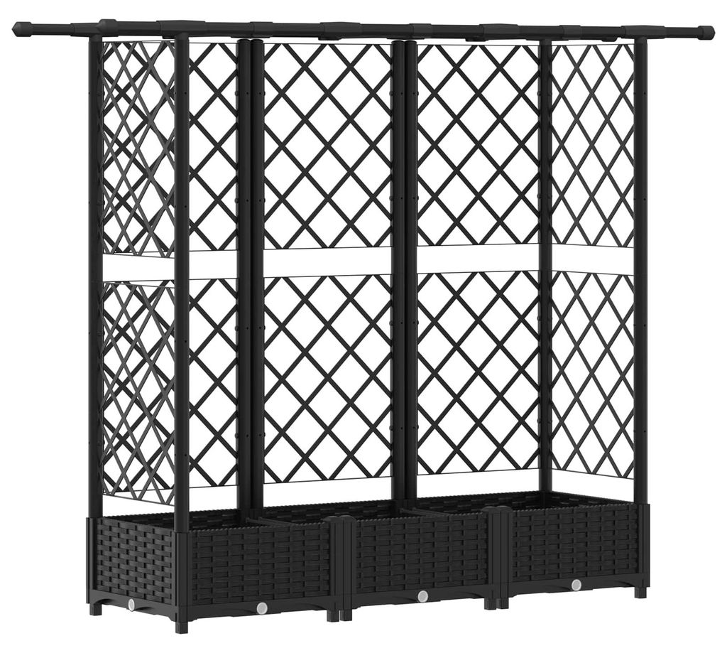 vidaXL Hochbeet mit Rankgitter und Dach Schwarz 164 x 40 x 123 cm PP