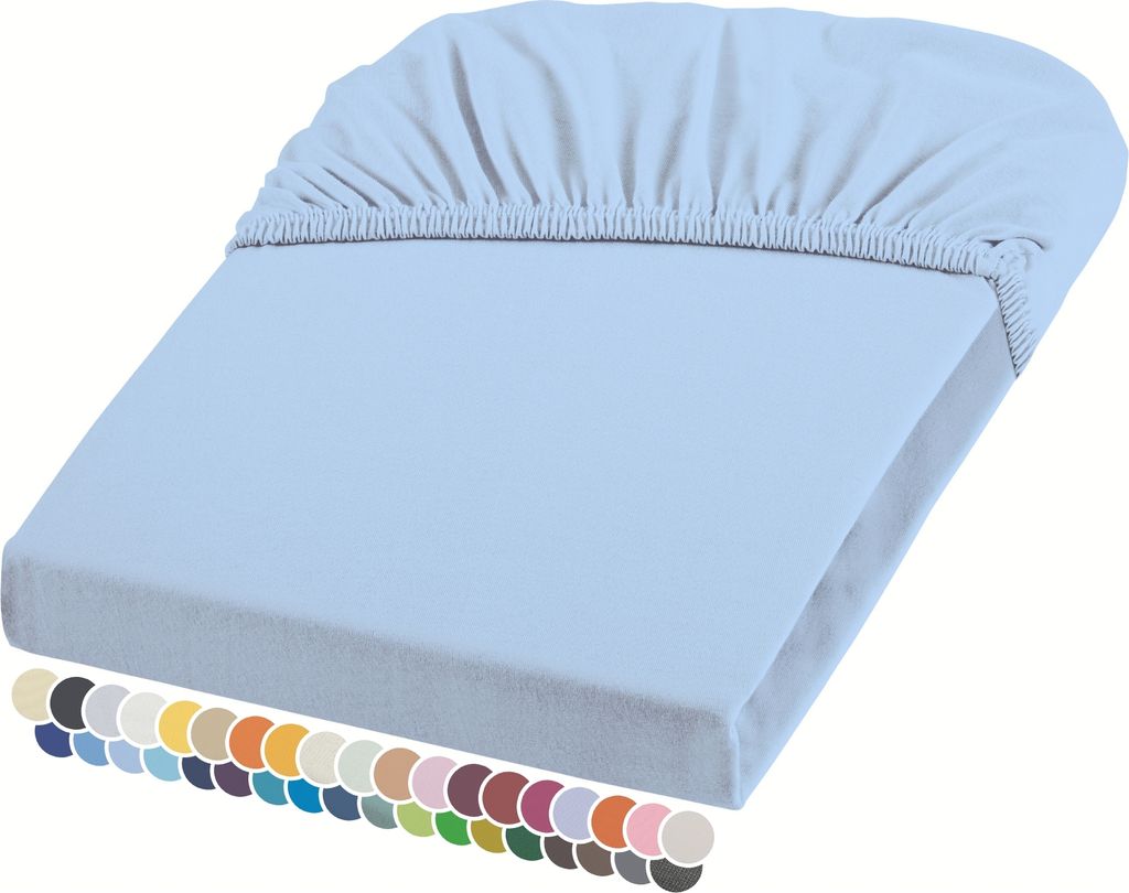 liebling Elasthan Spannbetttuch 90x200 bis 100-220 cm, mit Rundumgummizug, faltenfrei & atmungsaktiv, Matratzen bis 26 cm Höhe, babyblau