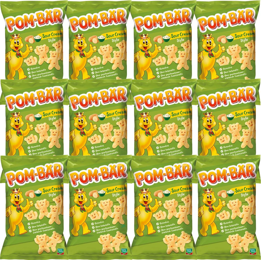 Pom-Bär Sour Cream Kartoffelsnack VPE (12x75g Packung) Produktbild 