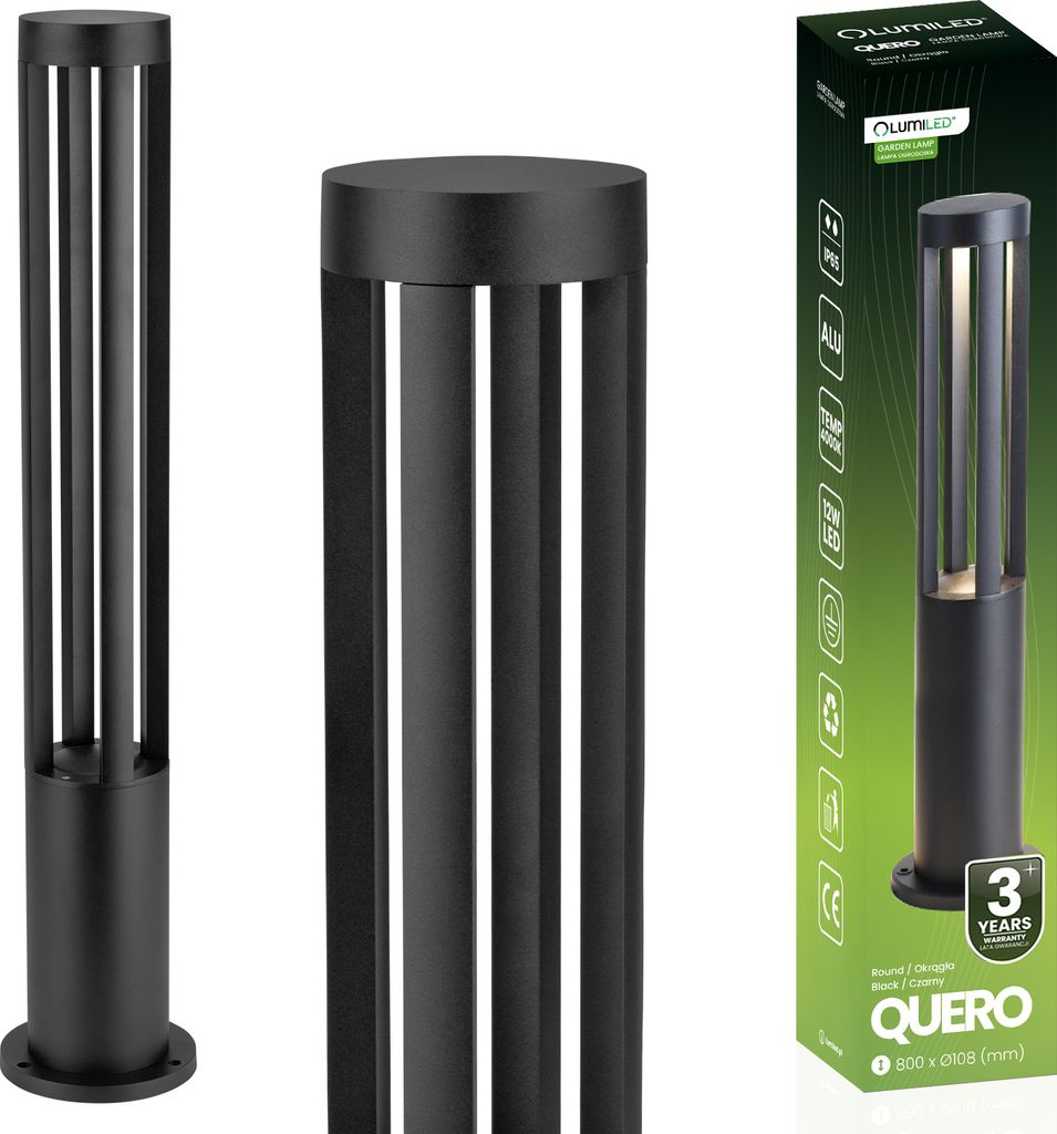 Lampa Ogrodowa Słupek Zewnętrzny Stojący 12W LED 4000K Zdjęcie produktu 